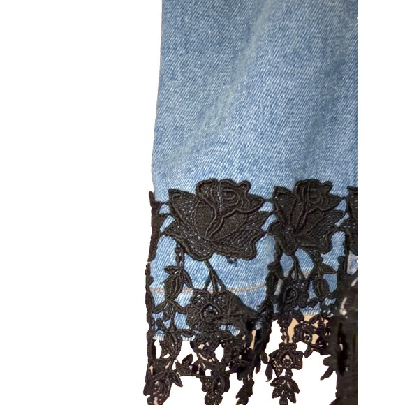 Vtg Magnet Art Denim Lace Trim Vest Lynn Yake Made USA L - Picture 12 of 14